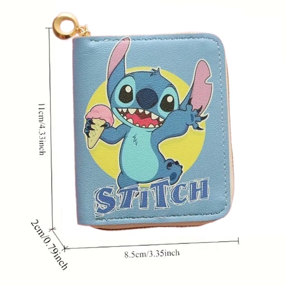 Ice Cream Stitch Faux Leather 4" Wallet Zipper Coin Pocket Credit Card Slot New - Picture 3 of 8
